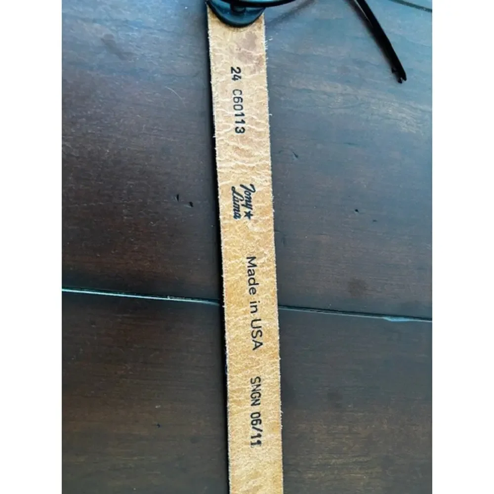 Tony Lama Childs Size 24 Black Leather Belt (NO BUCKLE) Made in USA‎ NWOT
